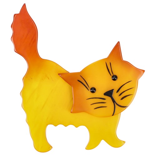 Golden Yellow Fripon Cat Brooch