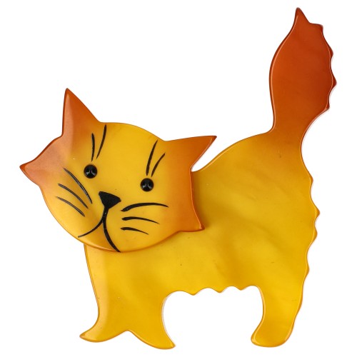 Sun Yellow Fripon Cat Brooch 