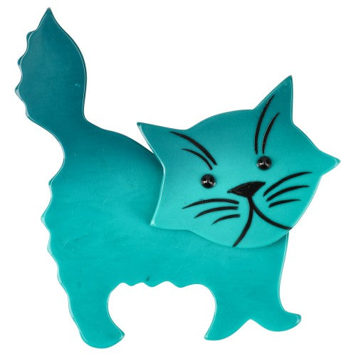 Turquoise Blue Fripon Cat Brooch