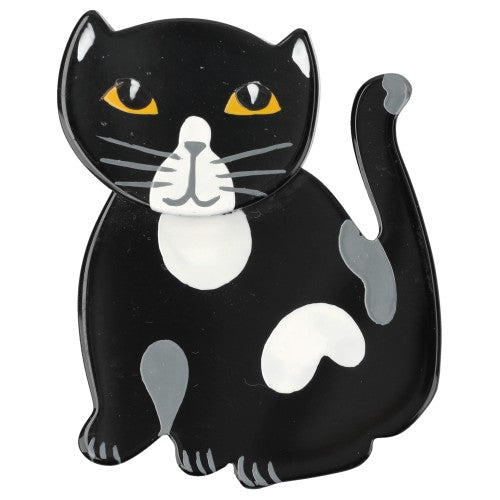 Black, White and Grey Gandou Cat Brooch (small size)