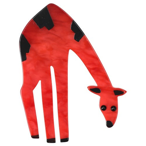 Red Giraffe Brooch