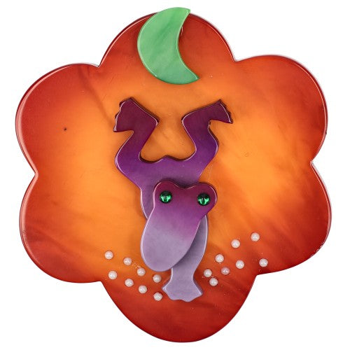 Orange and Purple-Parma Frog Water Lily Brooch