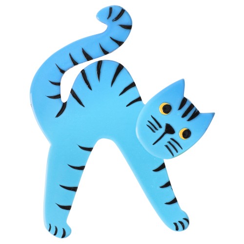 Azur Blue Happy Cat Brooch (small size)