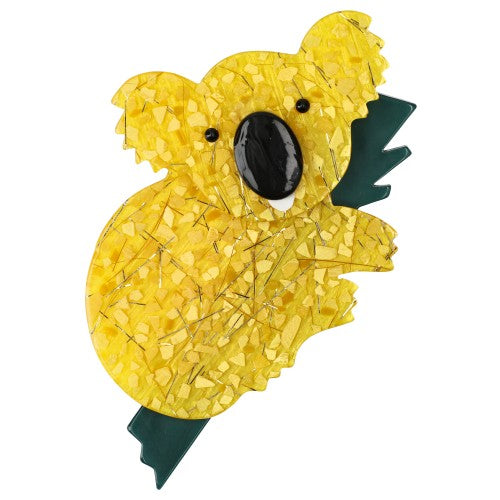 Yellow Mosaic and Pine Green Koala Brooch