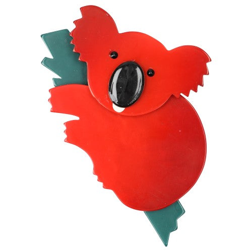 Red and Pine Green Koala Brooch