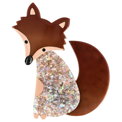 Brilliant Beige and Caramel Ladyfox Fox Brooch