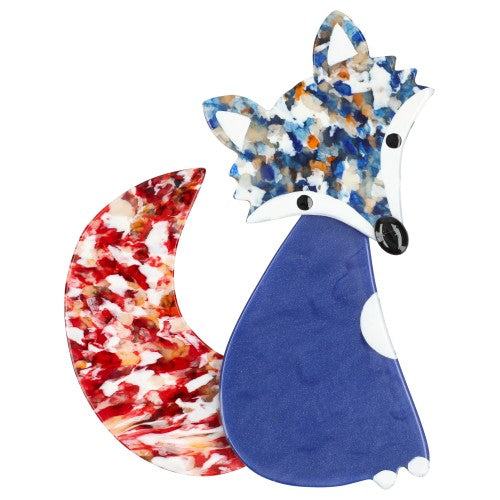 Blue and paillettes Ladyfox Fox Brooch