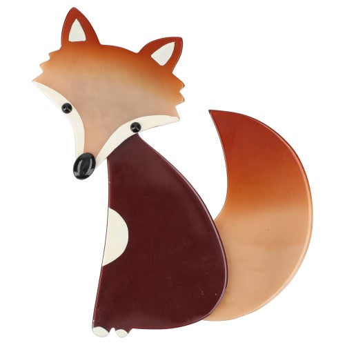 Chocolate and beige Ladyfox Fox Brooch