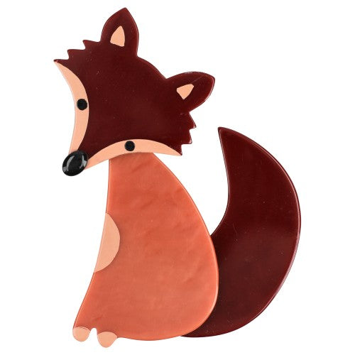 Chocolate and Rosewood Pink Ladyfox Fox Brooch 