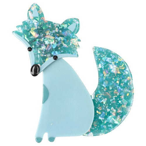 Aquamarine and Brilliant Turqoise Ladyfox Fox Brooch