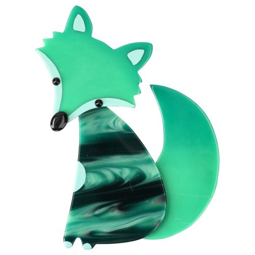 Green with patterns Ladyfox Fox Brooch