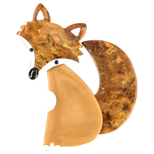 Ocher and creme brulee Ladyfox Fox Brooch