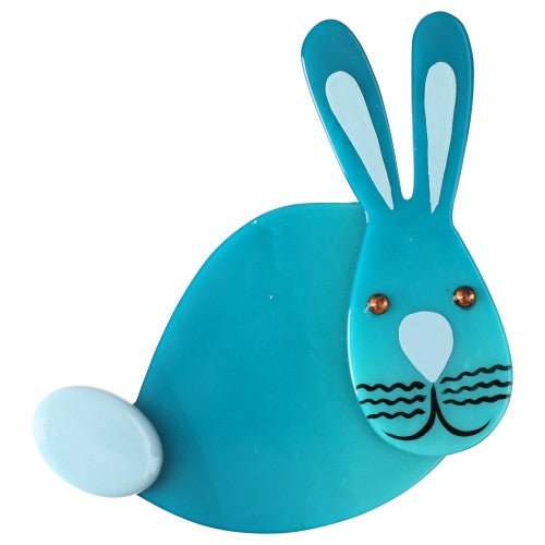 Turquoise Blue Pumpkin Rabbit Brooch