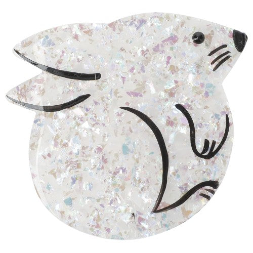 Bright White Round Rabbit Brooch