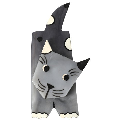 Light Grey Lego Cat Brooch