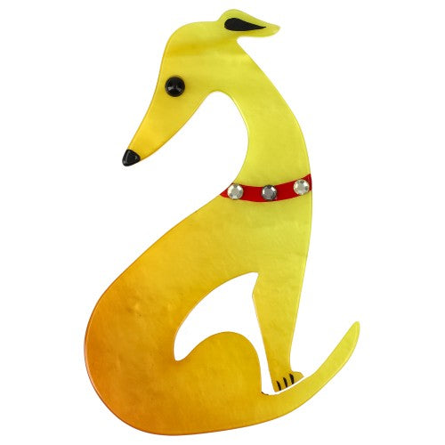 Light Yellow Greyhound Dog Brooch