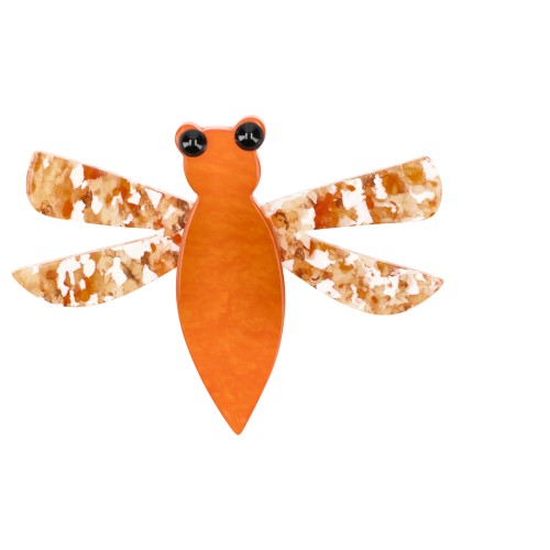 Orange and Mottled Orange Dragonfly Brooch 