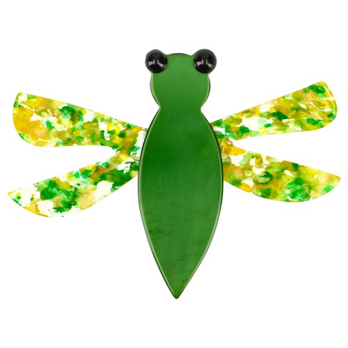 Green and Mottled Green Dragonfly Brooch