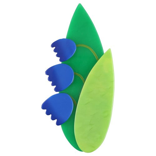 Cobalt Blue Lily of the Valley Flower Brooch (blue, mint, anise Green)