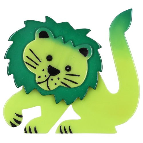 Anise and Malachite Green Leo Lion Brooch 