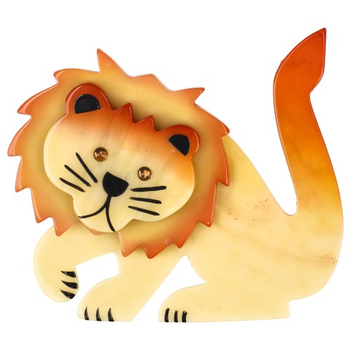 Nankin Yellow Leo Lion Brooch 