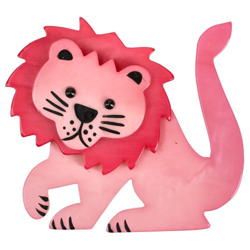 Light Pink and Candy Pink Leo Lion Brooch 