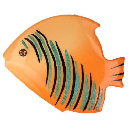 Orange Loulou Fish Brooch with stripes (small size) 