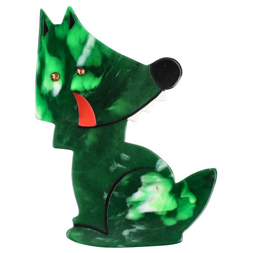 Flamed Green Wolf Brooch (large size) 