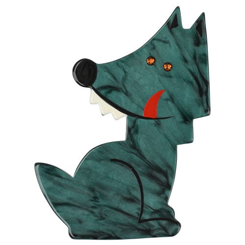 Fir Green Wolf Brooch (large size) 