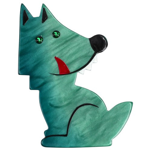 Silvery Green Werewolf Wolf Brooch (small size) 