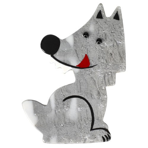 Pearly Light Grey Werewolf Wolf Brooch (small size)