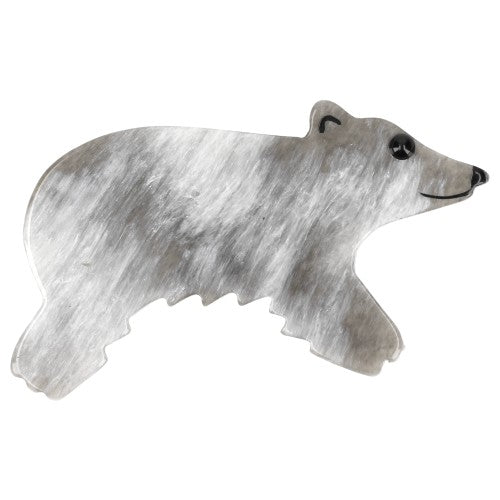 Hairy Beige-White Canada Bear Brooch (Mini Brooch)