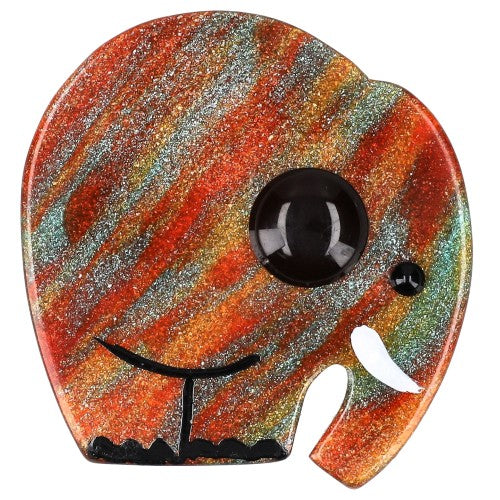 Iridescent Multicolored Mini Alphonse Elephant Brooch with a Black Ear (Mini Brooch) 