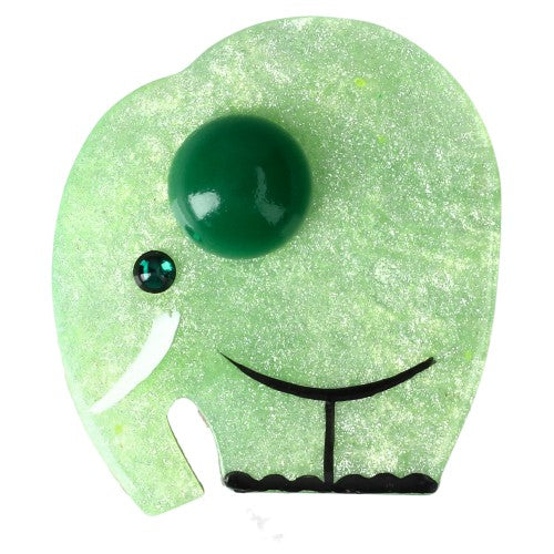 Iridescent Pistachio Green Alphonse Elephant Brooch with a Green Ear (Mini Brooch)