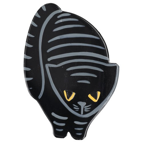 Black and Grey Striped Cat Brooch (Mini Brooch) 