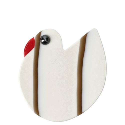 White and Brown Dove Brooch (Mini Brooch)