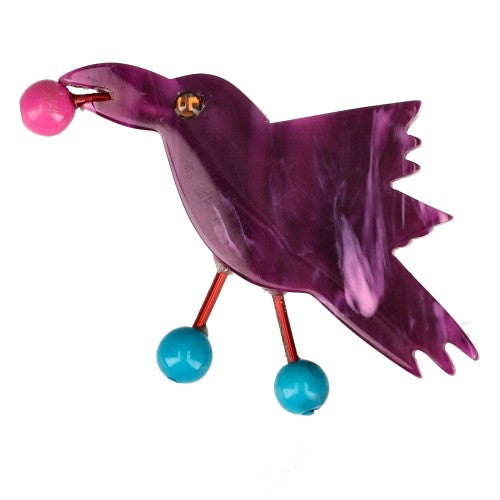 Veined Purple Mini Raven Brooch (Mini Brooch)