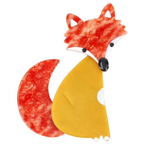 Ochre Yellow and Mottled Red Ladyfox Fox Brooch (small size) 