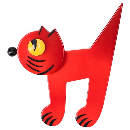 Red Musico Cat  Brooch