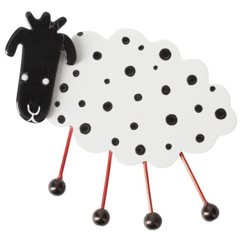 White and Black with polka dots Sheep Brooch GM