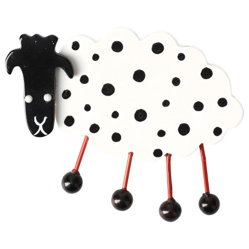 White and Black with polka dots Sheep Brooch