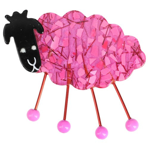 Fuchsia Mosaic Sheep Brooch