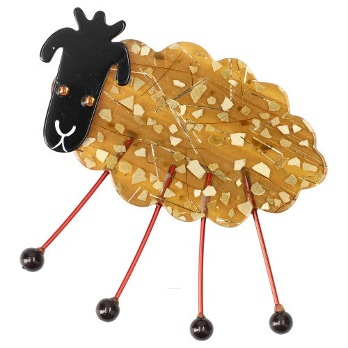 Ocher Mosaic Sheep Brooch