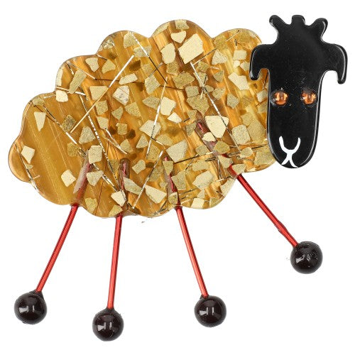 Ocher Mosaic Sheep Brooch