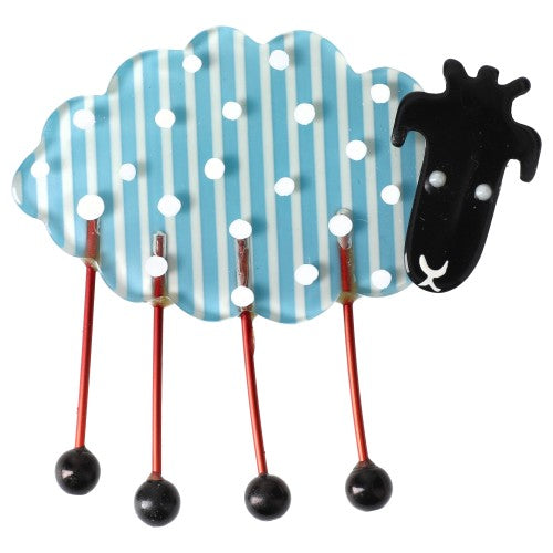 Sky blue striped with white polka dots Sheep Brooch PM