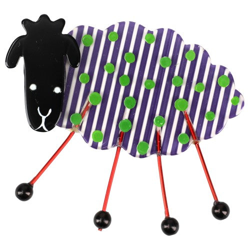 Purple striped with Green polka dots Sheep Brooch GM