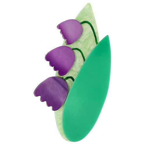 Green and Lilac Lily of the Valley Flower Brooch