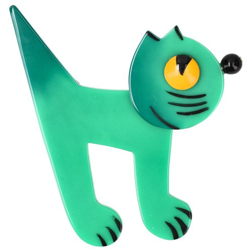 Lagoon Green Musico Cat  Brooch