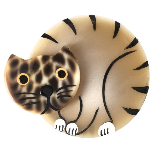 Buff Beige and Leopard Lovely Nigel Cat Brooch