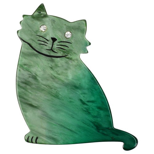 Verdigris Green Nina Cat Brooch